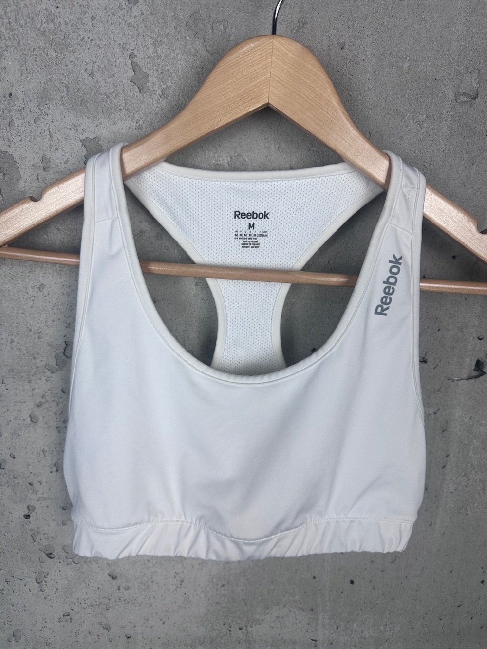 Reebok White Racerback Sports Bra with Subtle Logo